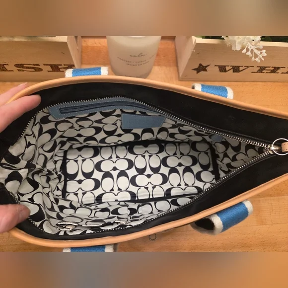 Coach Hamptons Weekend Expandable Tote Bag Small Black Nylon Y2K - Picture 8 of 14